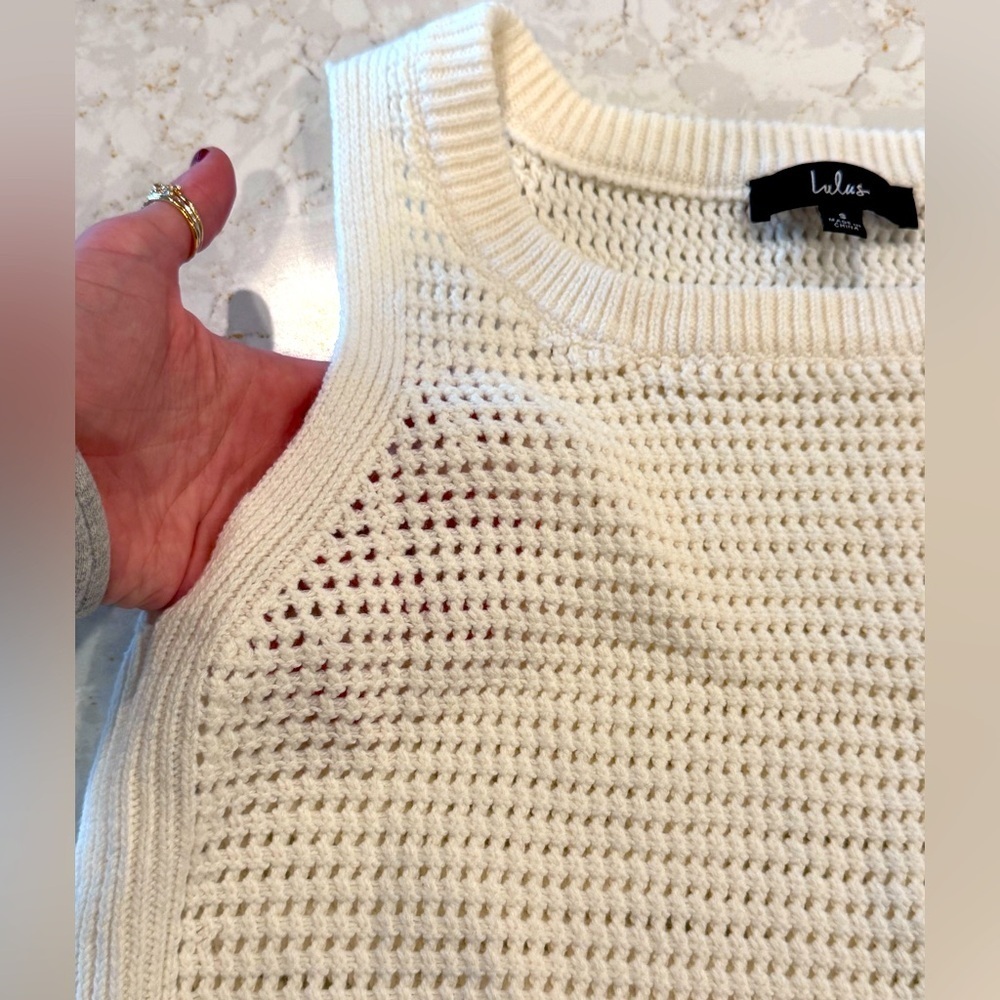 Lulu's Cream Knit Tank Top, Small - Picture 3 of 7